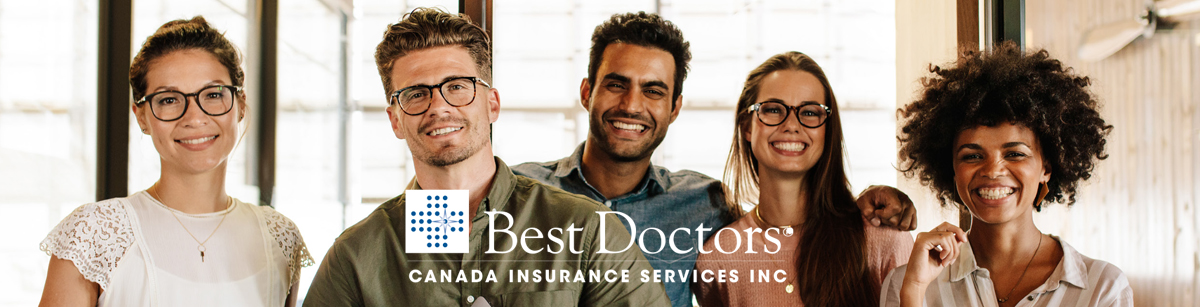 A large picture of smiling people with the Best Doctors logo