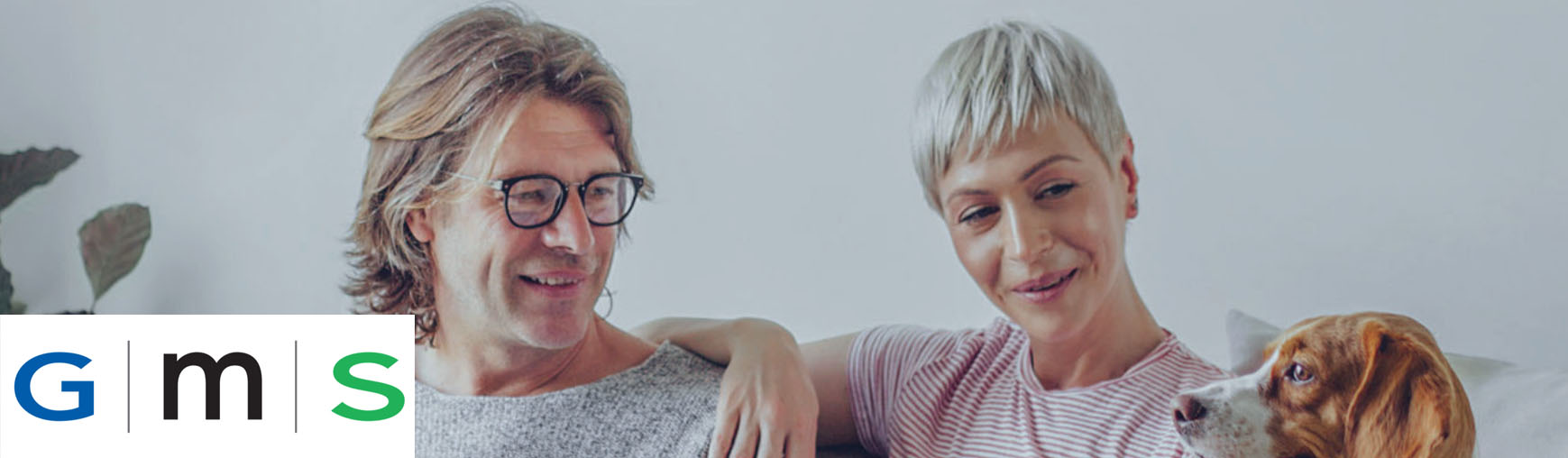 GMS logo with an older man and a woman looking to the left GMS logo with an older man and a woman looking to the left